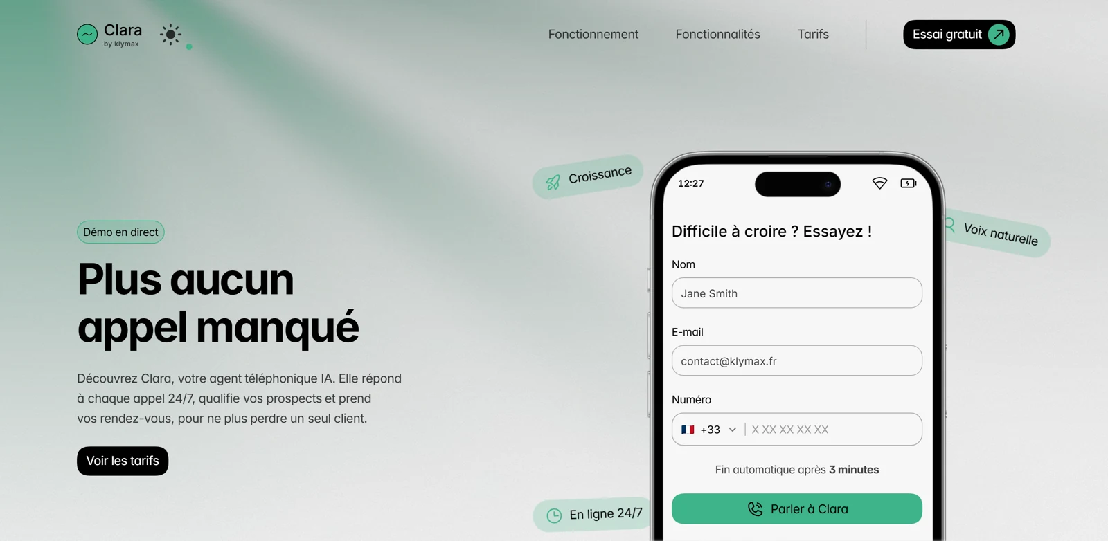L’accueil de Clara dans son thème clair