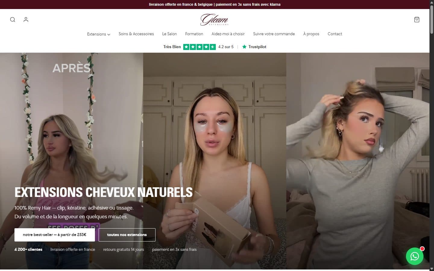 gleamforyou.com, page d'accueil