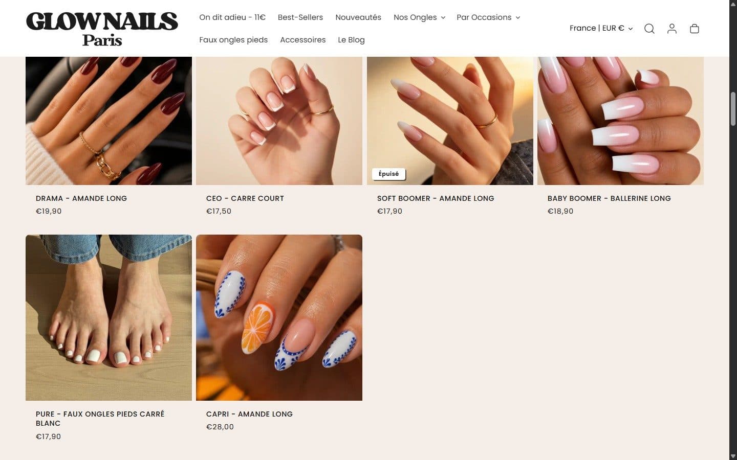 glownails.fr, les collections d'ongles