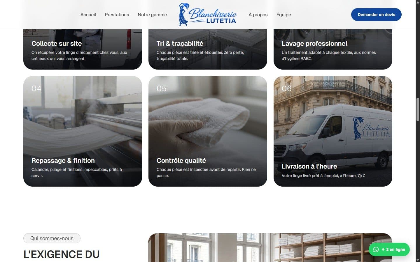 blanchisserielutetia.com, de la collecte à la livraison