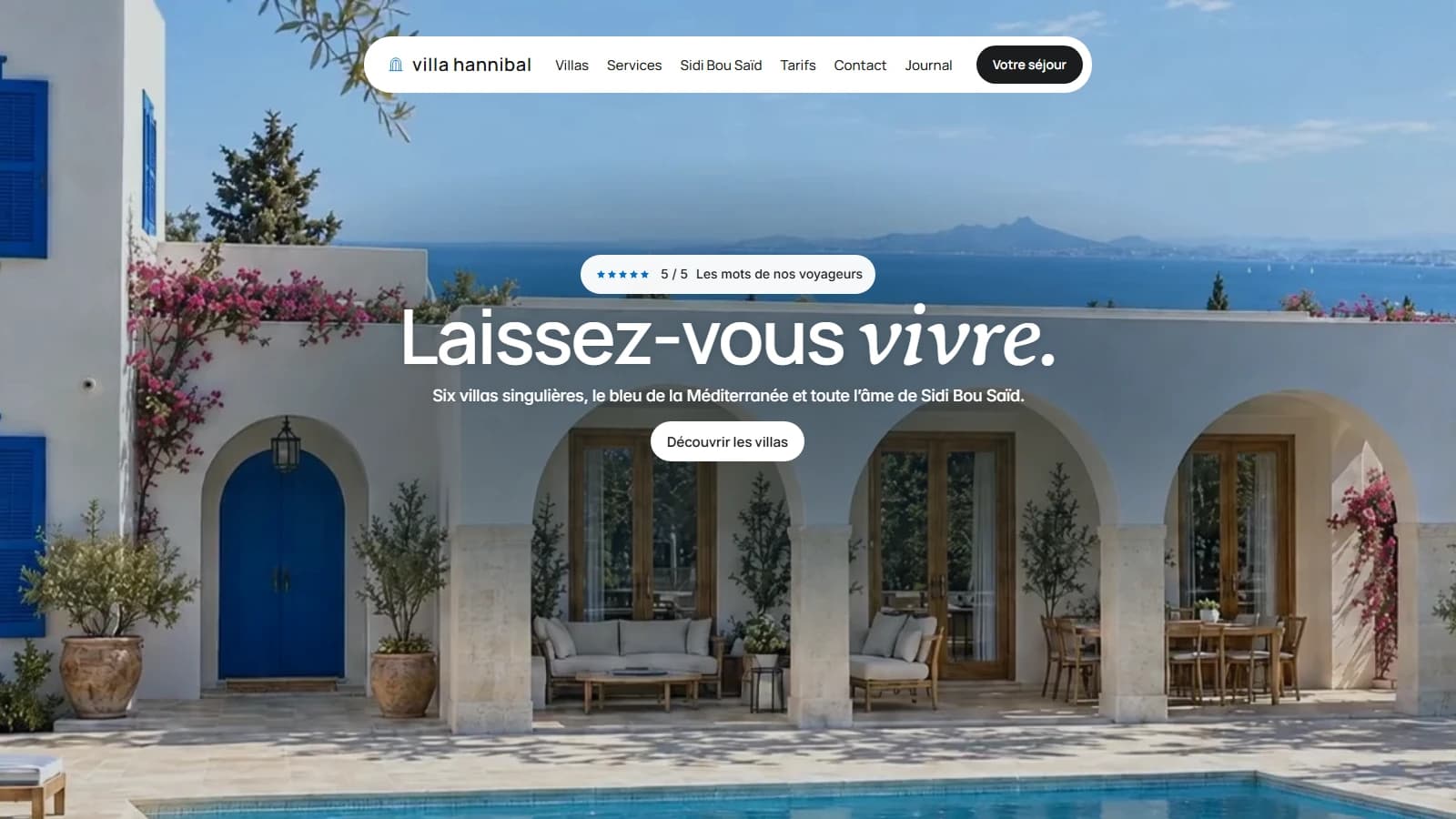 L’accueil Villa Hannibal et son ouverture sur le golfe de Tunis